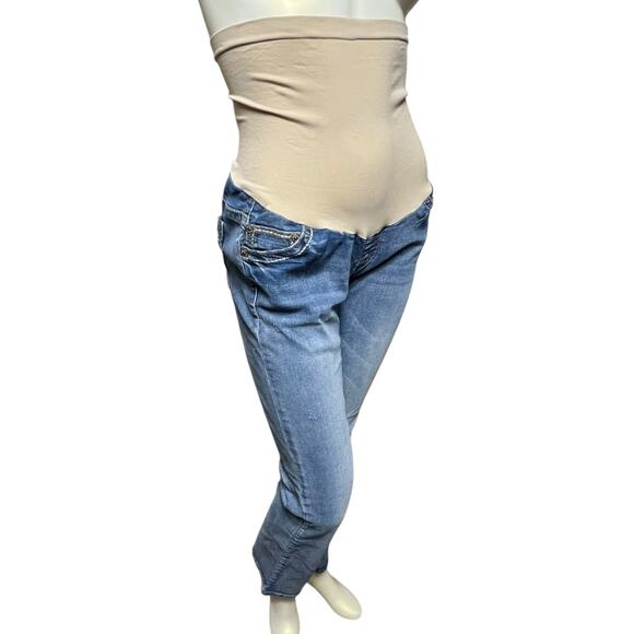 Indigo Blue Maternity Bootcut Jeans Secret Fit Belly® Medium Wash Size M - Picture 11 of 16